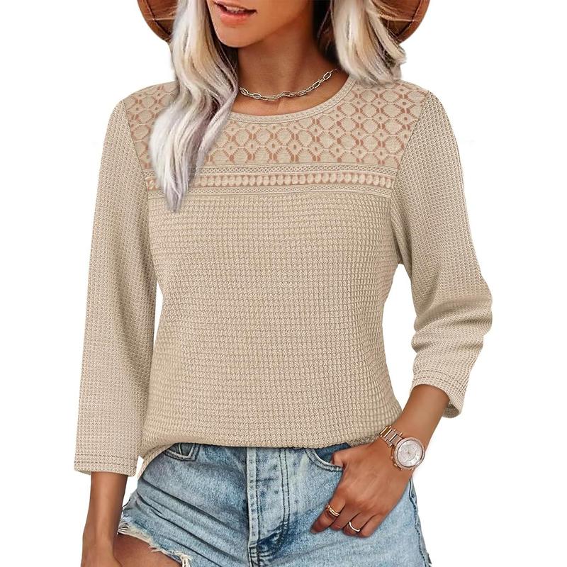 Women Blouses Dressy Casual 3/4 Length Sleeve Tops 