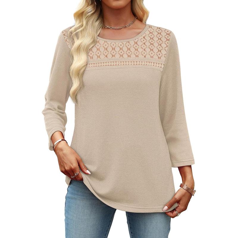 Women Blouses Dressy Casual 3/4 Length Sleeve Tops 