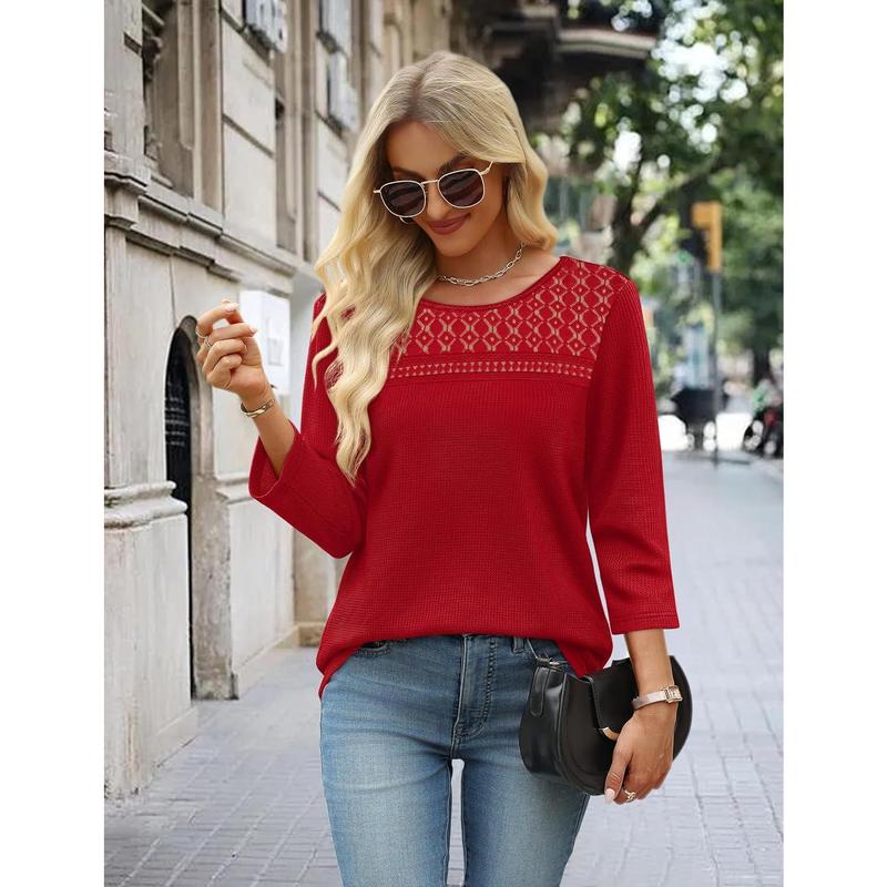 Women Blouses Dressy Casual 3/4 Length Sleeve Tops 