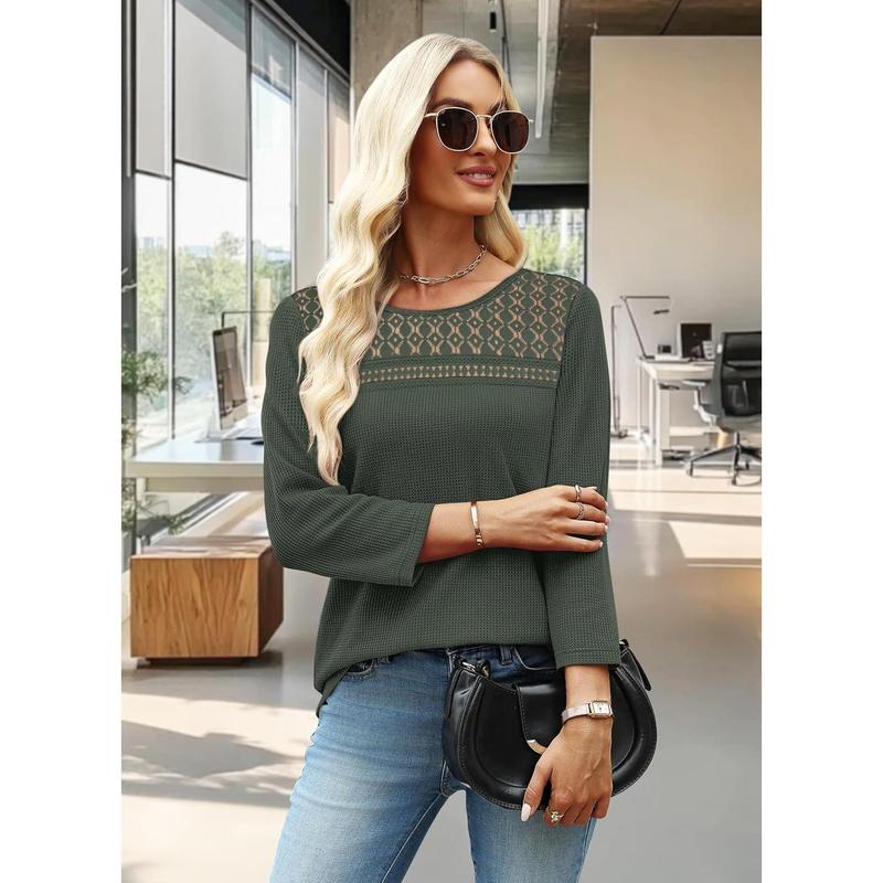 Women Blouses Dressy Casual 3/4 Length Sleeve Tops 