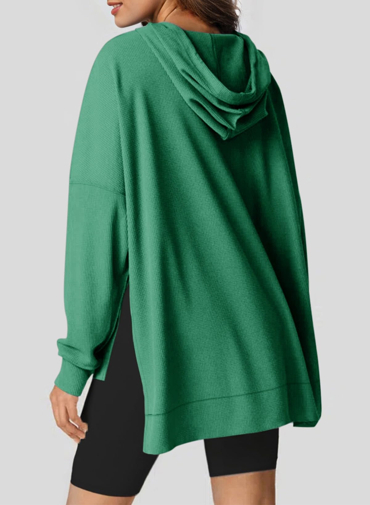 Oversized Hoodies for Women Waffle Knit Drawstring Side Slit Pullover Sweatshirts with Pocket (Final Days: Big Savings!!!)