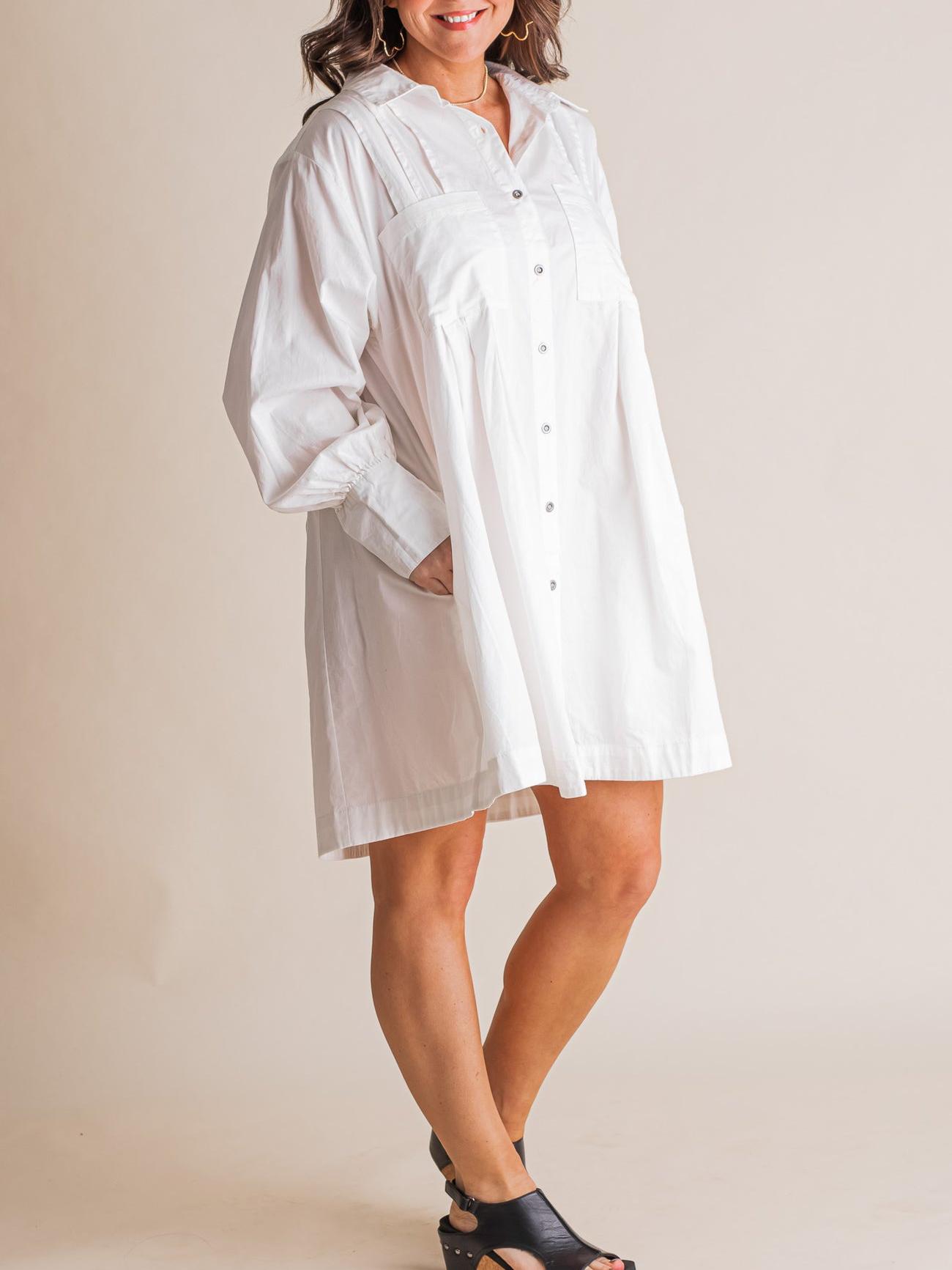 💝Women's Solid Button Pleated Shirt Dress(Buy 2 Free Shipping)
