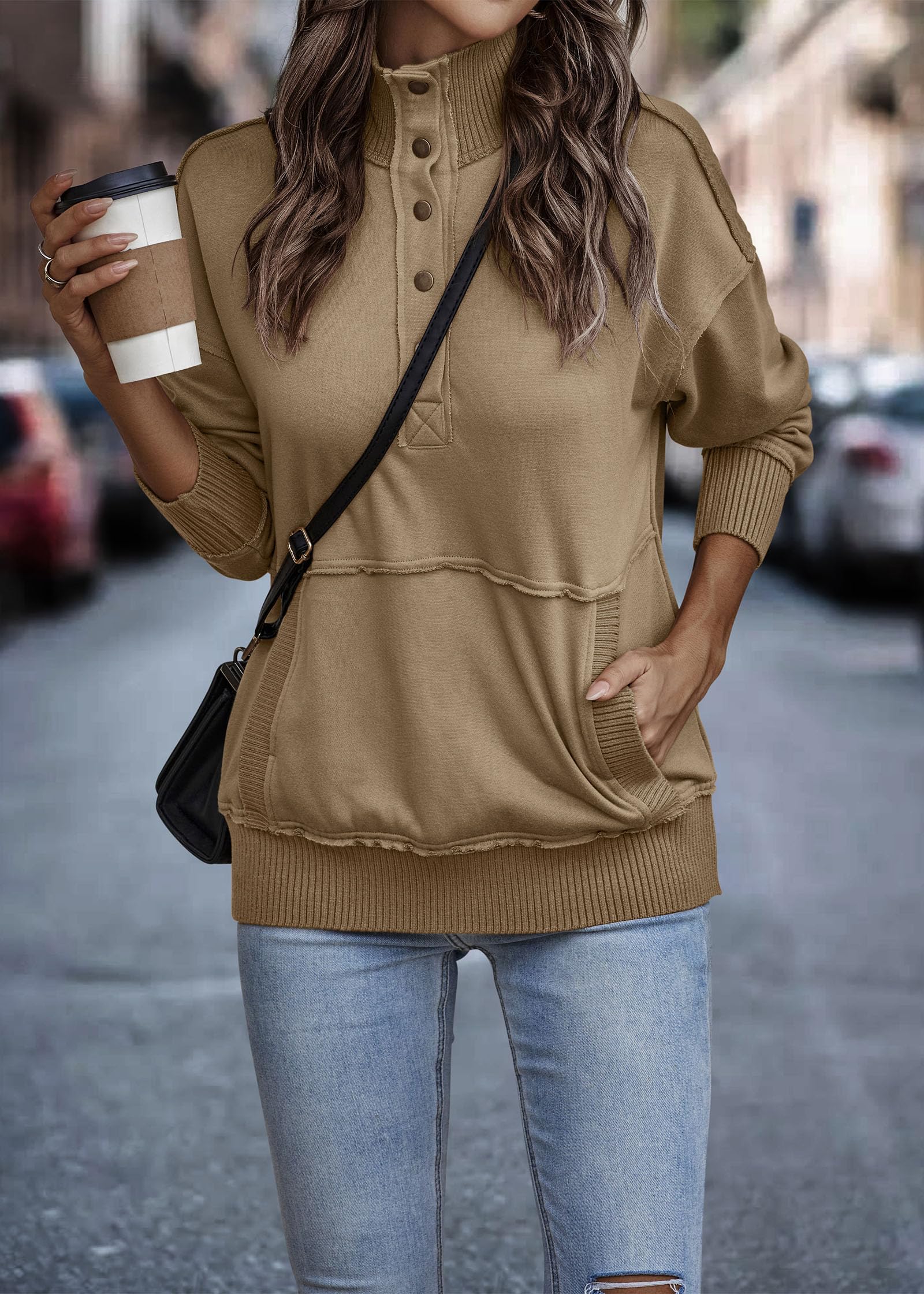 Womens Casual Button Loose Pullover Tops(Buy 2 Free Shipping)