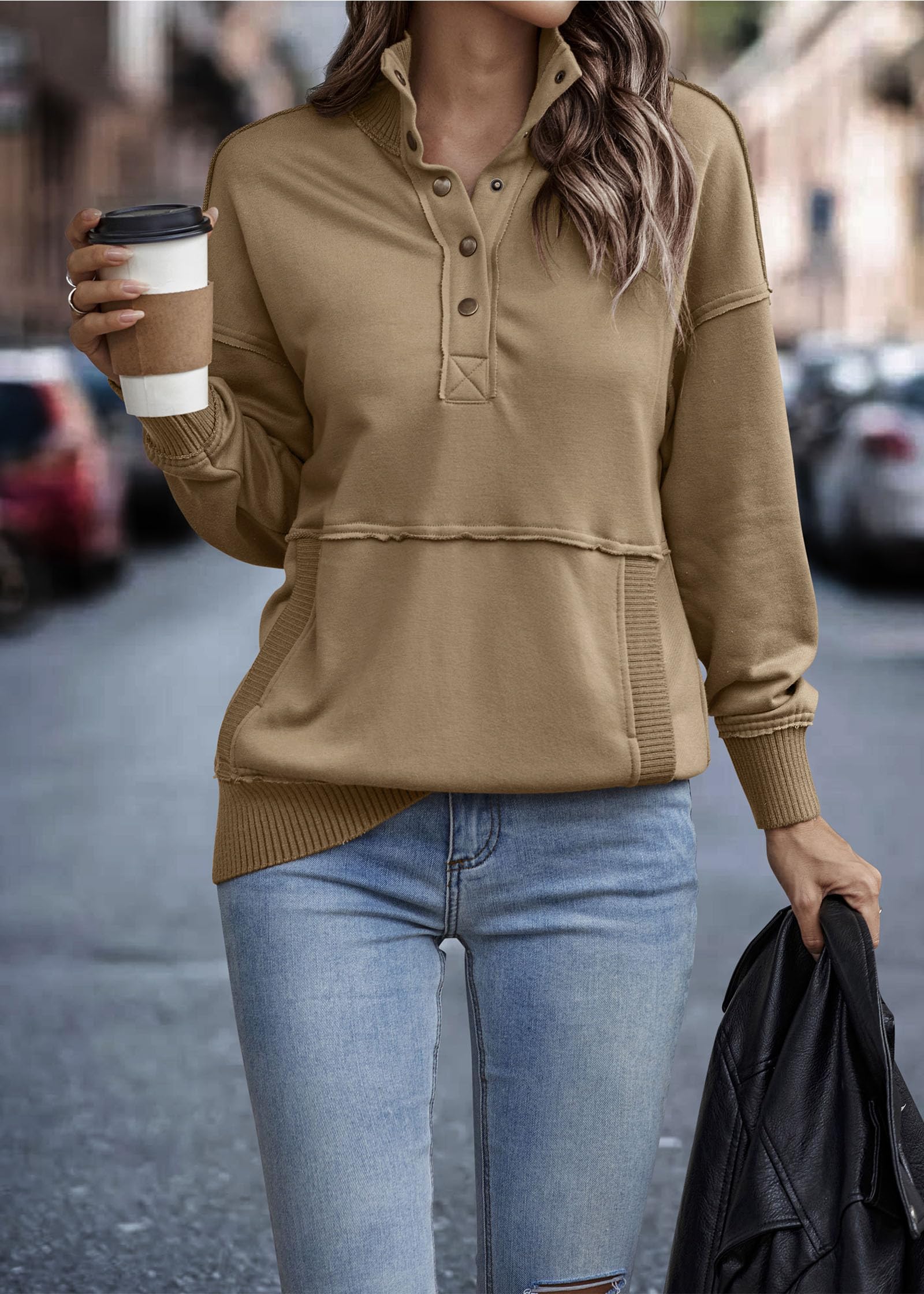 Womens Casual Button Loose Pullover Tops(Buy 2 Free Shipping)