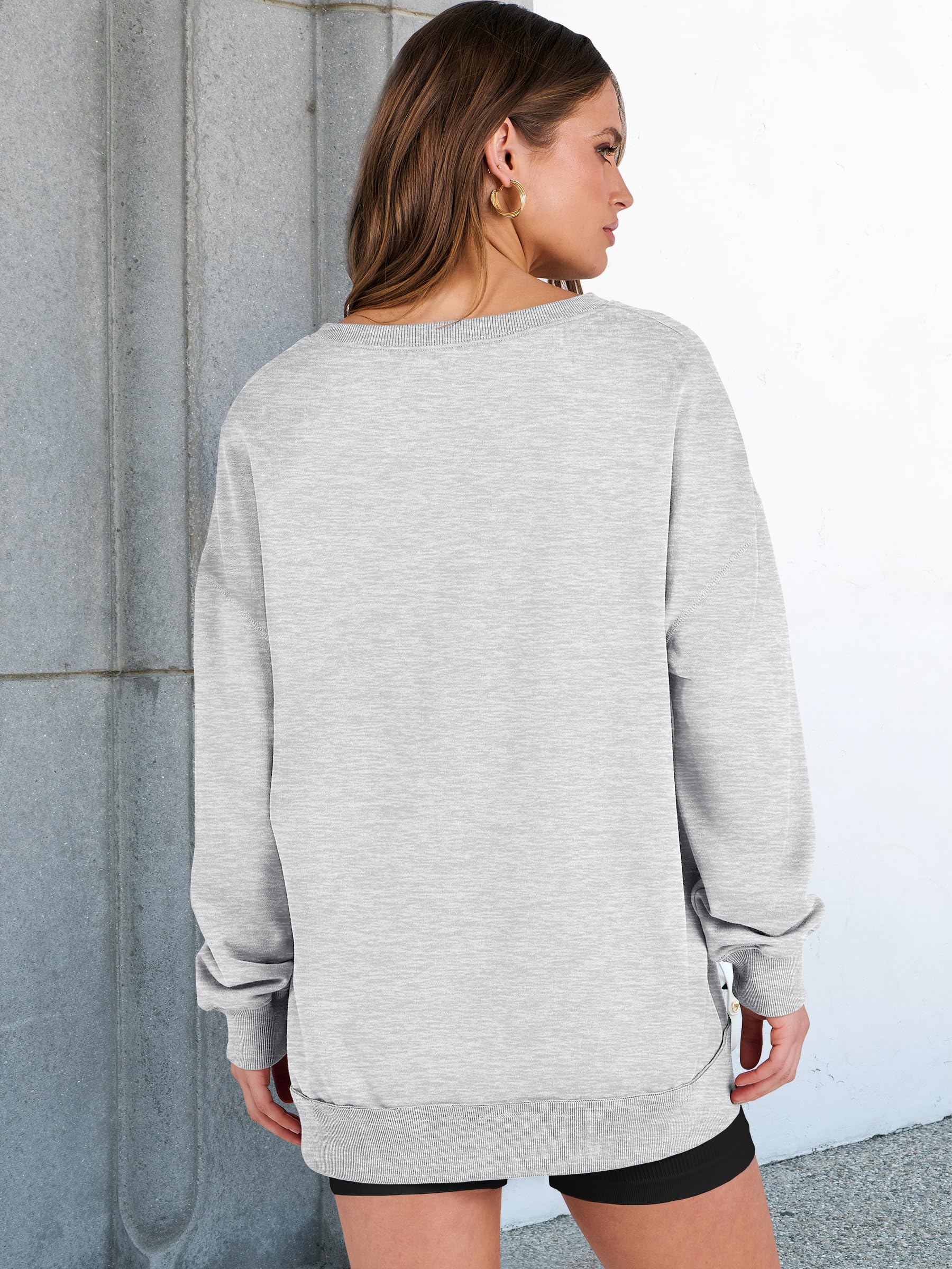 Women's  Casual Oversized  V Neck Long Sleeve Sweatshirt