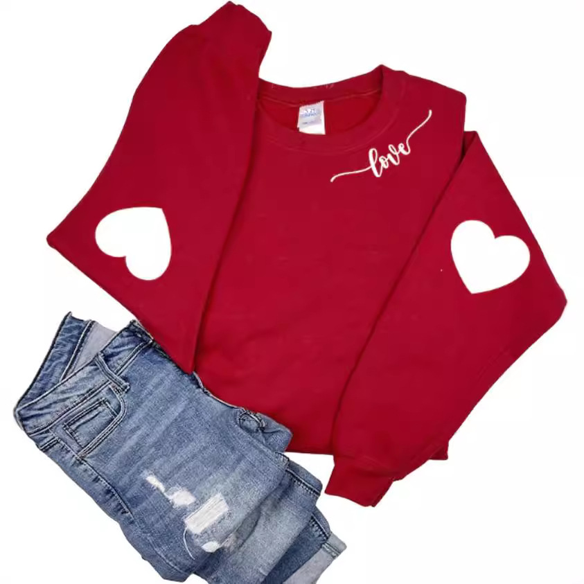 Long Sleeve Sweatershirt with Heart Elbow Patch