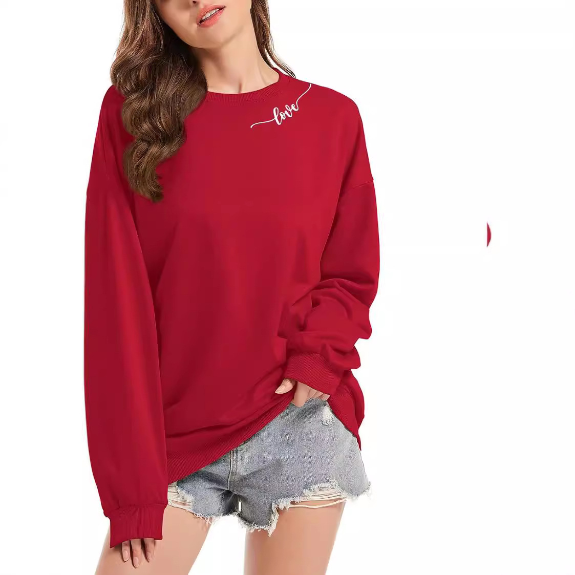 Long Sleeve Sweatershirt with Heart Elbow Patch(BUY TWO FREE SHIPPING&SAVE MORE)