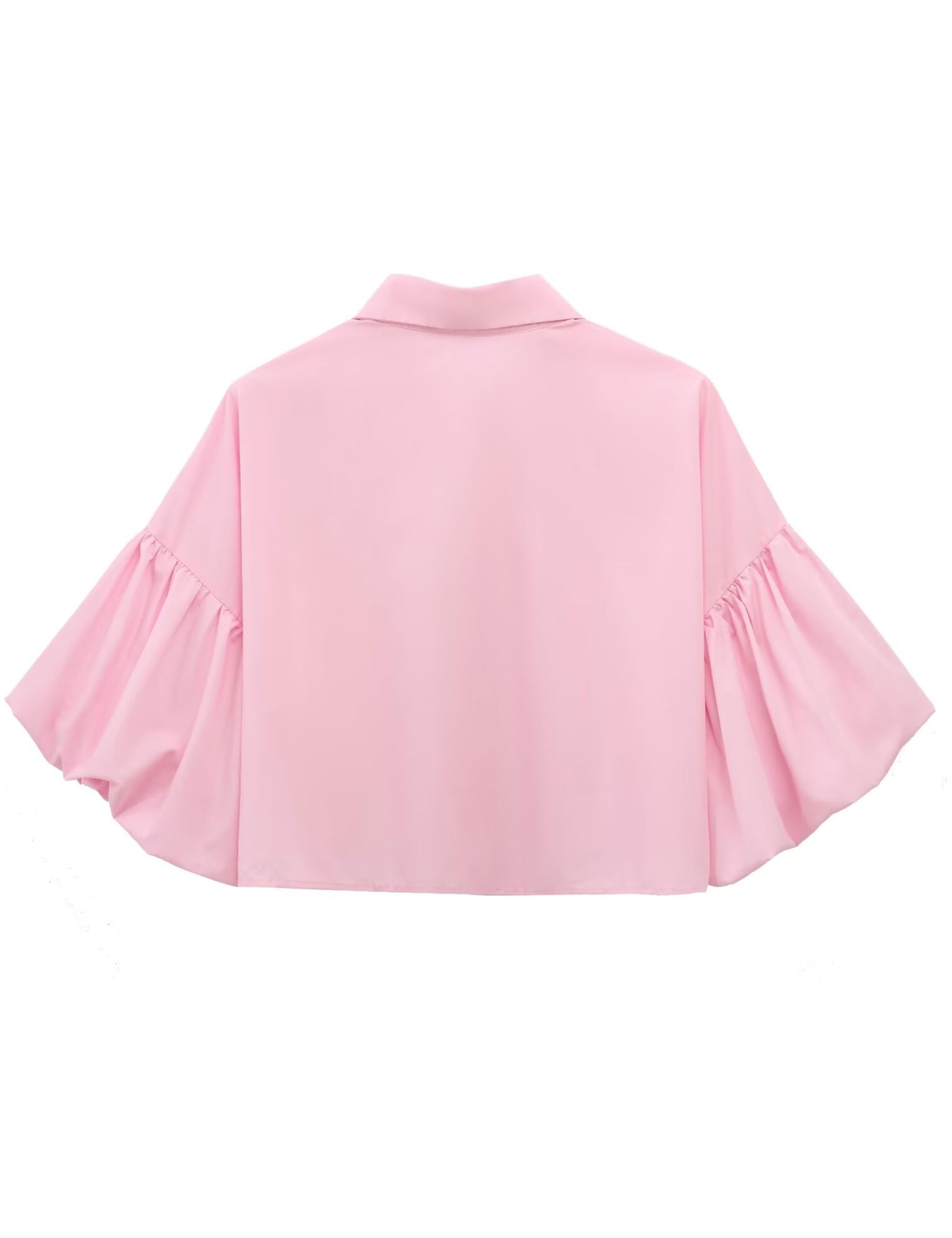 Womens Cute Lantern Sleeve Collar Button Down Crop Tops(buy 2 free shipping)