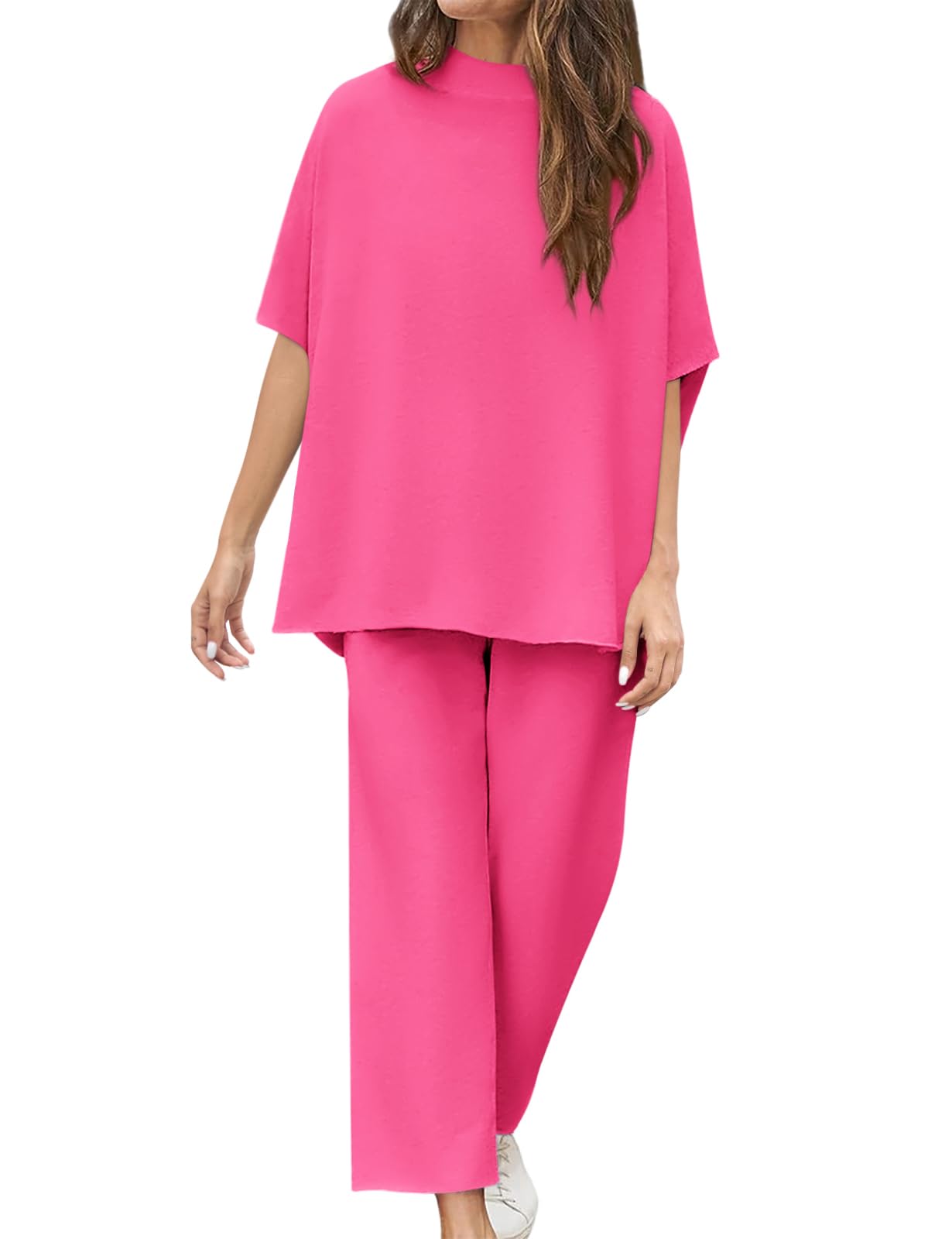 New Casual Batwing Sleeve Pullover Top and Wide Leg Set (Buy 2 Free Shipping)