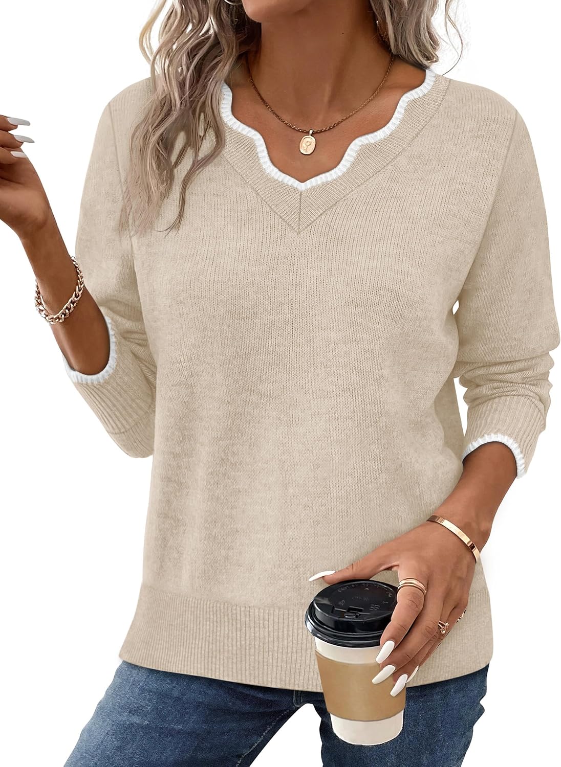2025 New Womens Cozy Lightweight V Neck Sweaters Pullover(buy 2 free shipping)