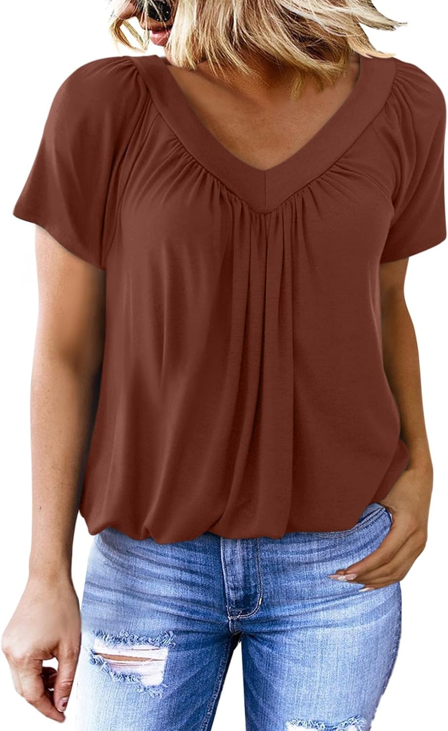 Women's Casual Short Sleeve V Neck Basic T-shirts (BUY 3 FREE SHIPPING)