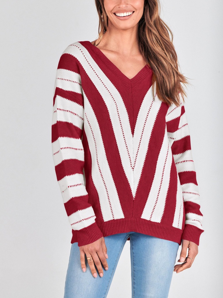 Striped Color Block Knitted Sweater