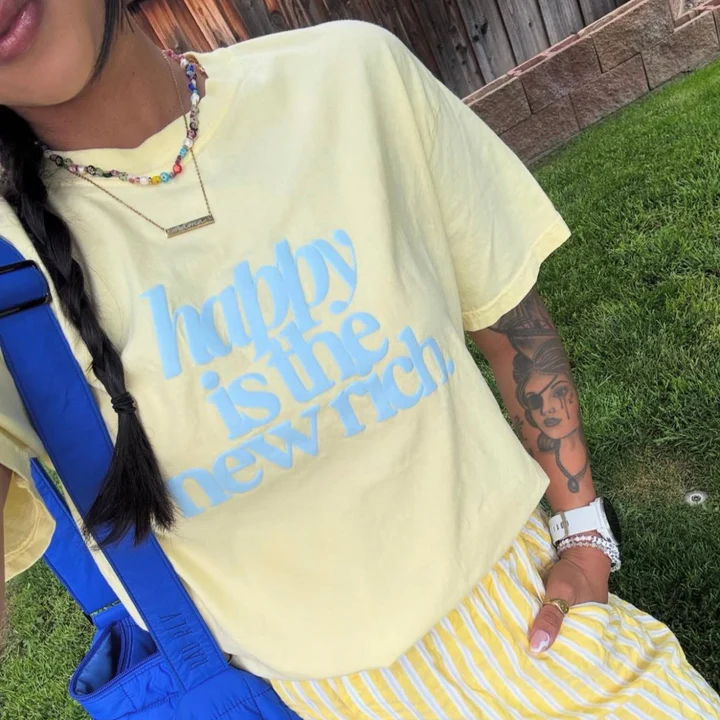 'Happy Is The New Rich' T-Shirt (BUY 2 FREE SHIPPING)