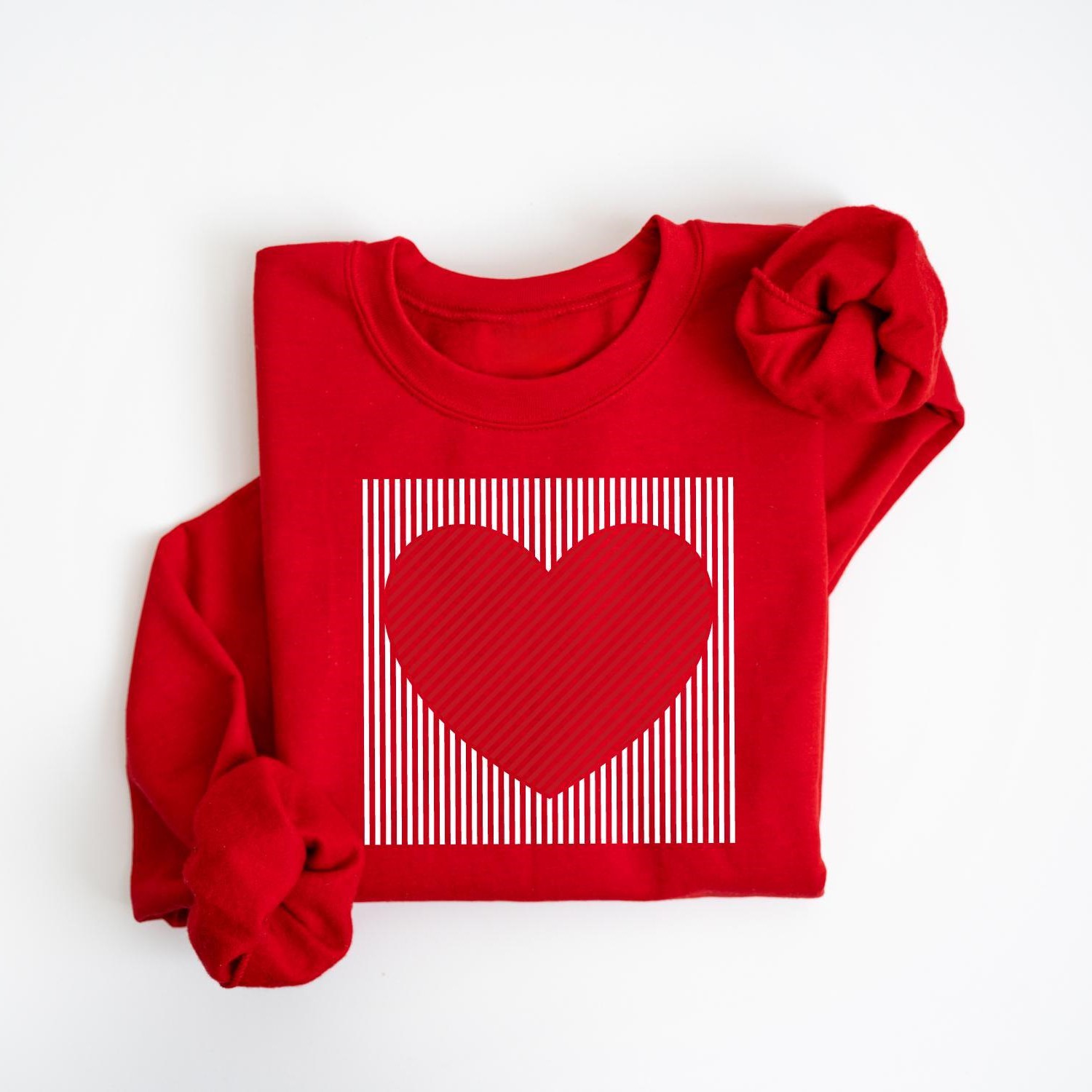 Retro Valentines Heart Stripe Print Sweatshirt