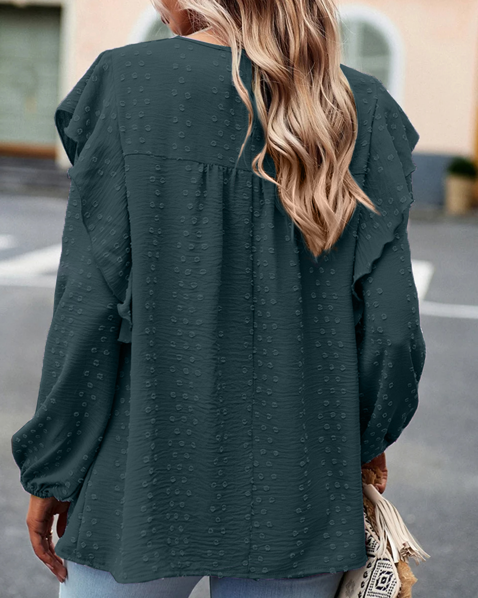 Women's Swiss Polka Dot Babydoll Top With Ruffles(Buy 2 Free Shipping)