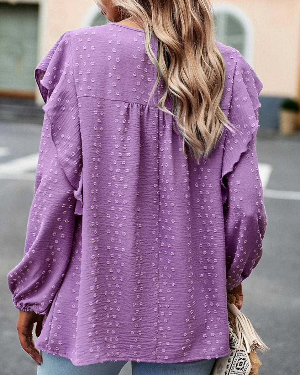 Women's Swiss Polka Dot Babydoll Top With Ruffles(Buy 2 Free Shipping)