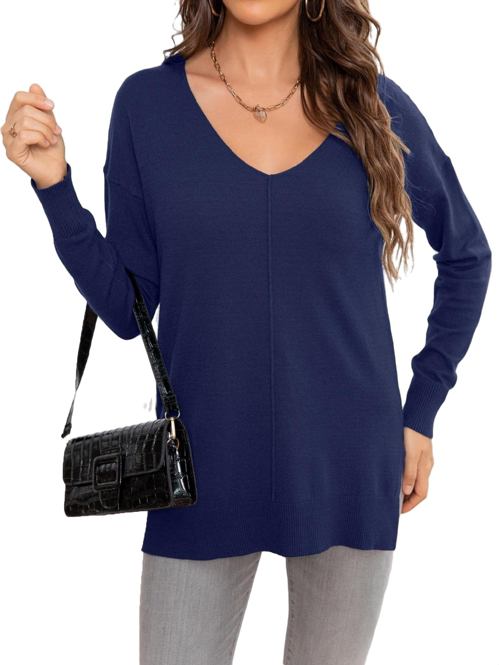 ✨Women's Casual Solid V Neck Pullover(Buy 2 Free Shipping)