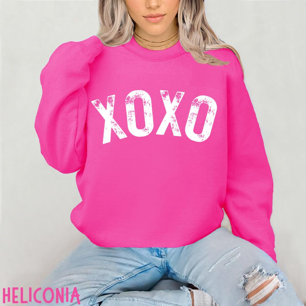 Women's Valentine's Day XOXO Pattern Heart Long-Sleeved Sweatshirt