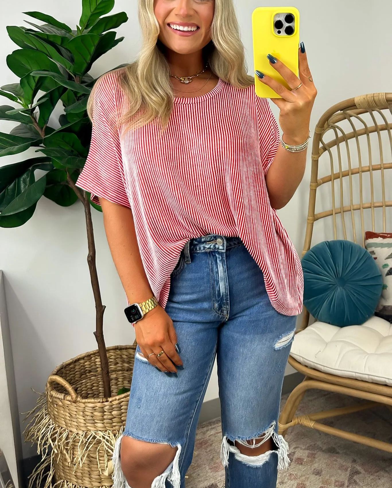 2024 SUMMER HOT🔥Two Tone Rib Knit Oversized Top