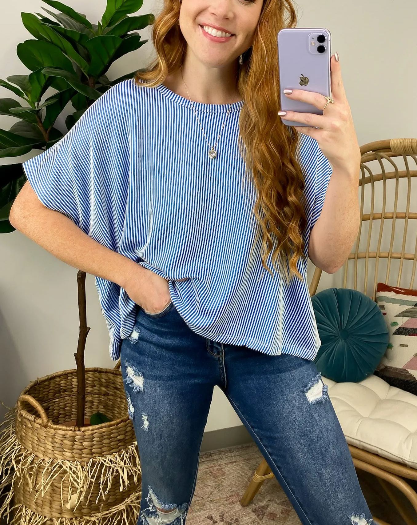 Two Tone Rib Knit Oversized Top