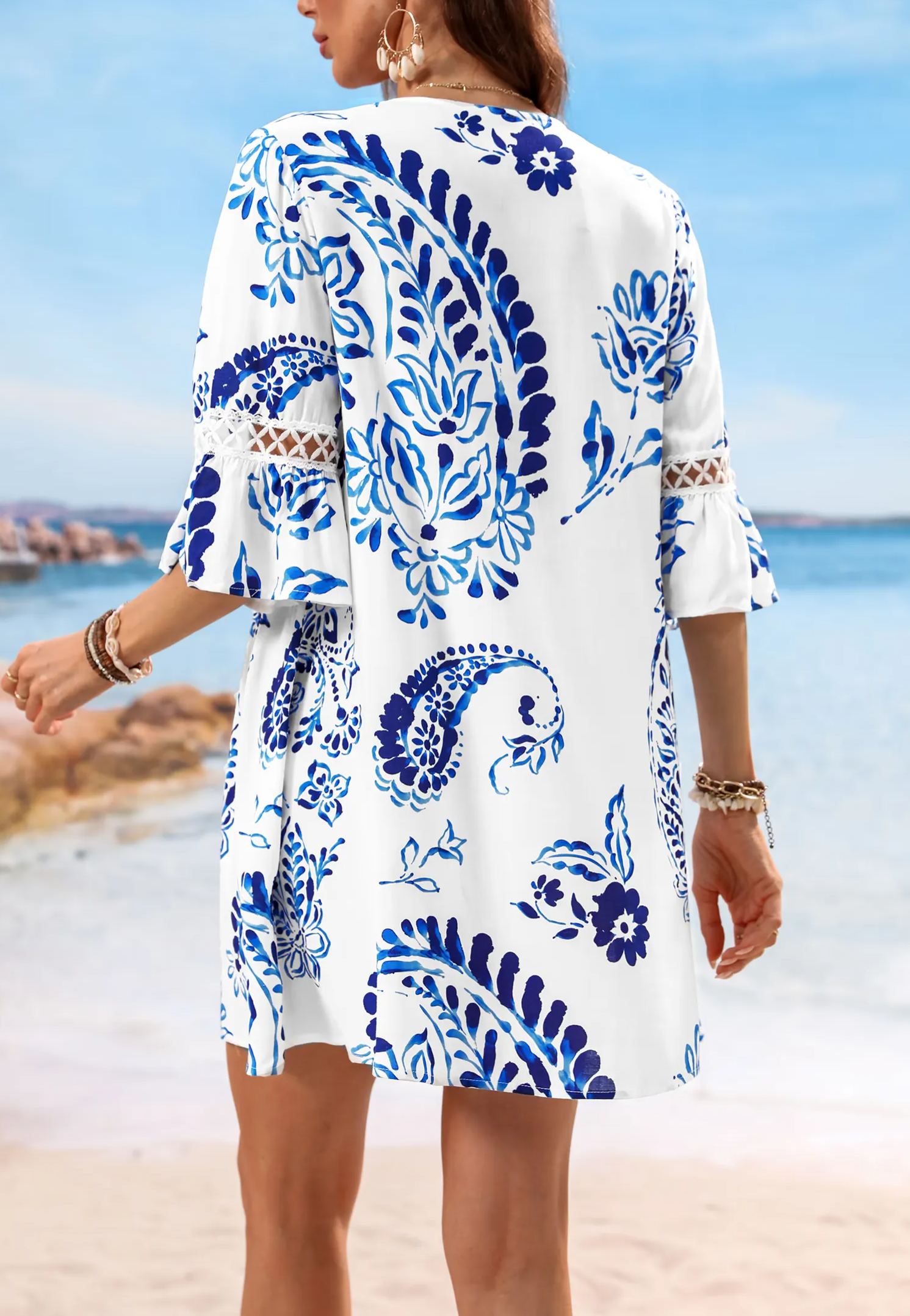 2025 New Floral Print Lace Dress