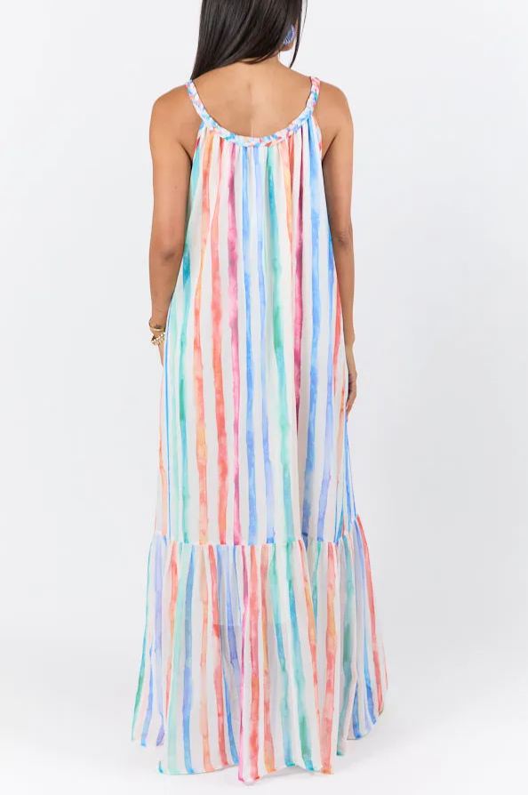 Painting The Sky Multi Watercolor Chiffon Maxi Dress SALE (BUY 2 FREE SHIPPING!!!)