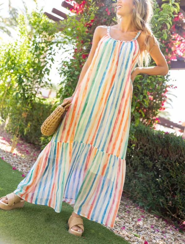 Painting The Sky Multi Watercolor Chiffon Maxi Dress SALE (BUY 2 FREE SHIPPING!!!)