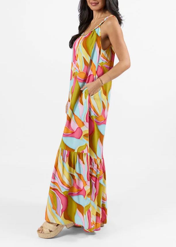 Painting The Sky Multi Watercolor Chiffon Maxi Dress SALE (BUY 2 FREE SHIPPING!!!)