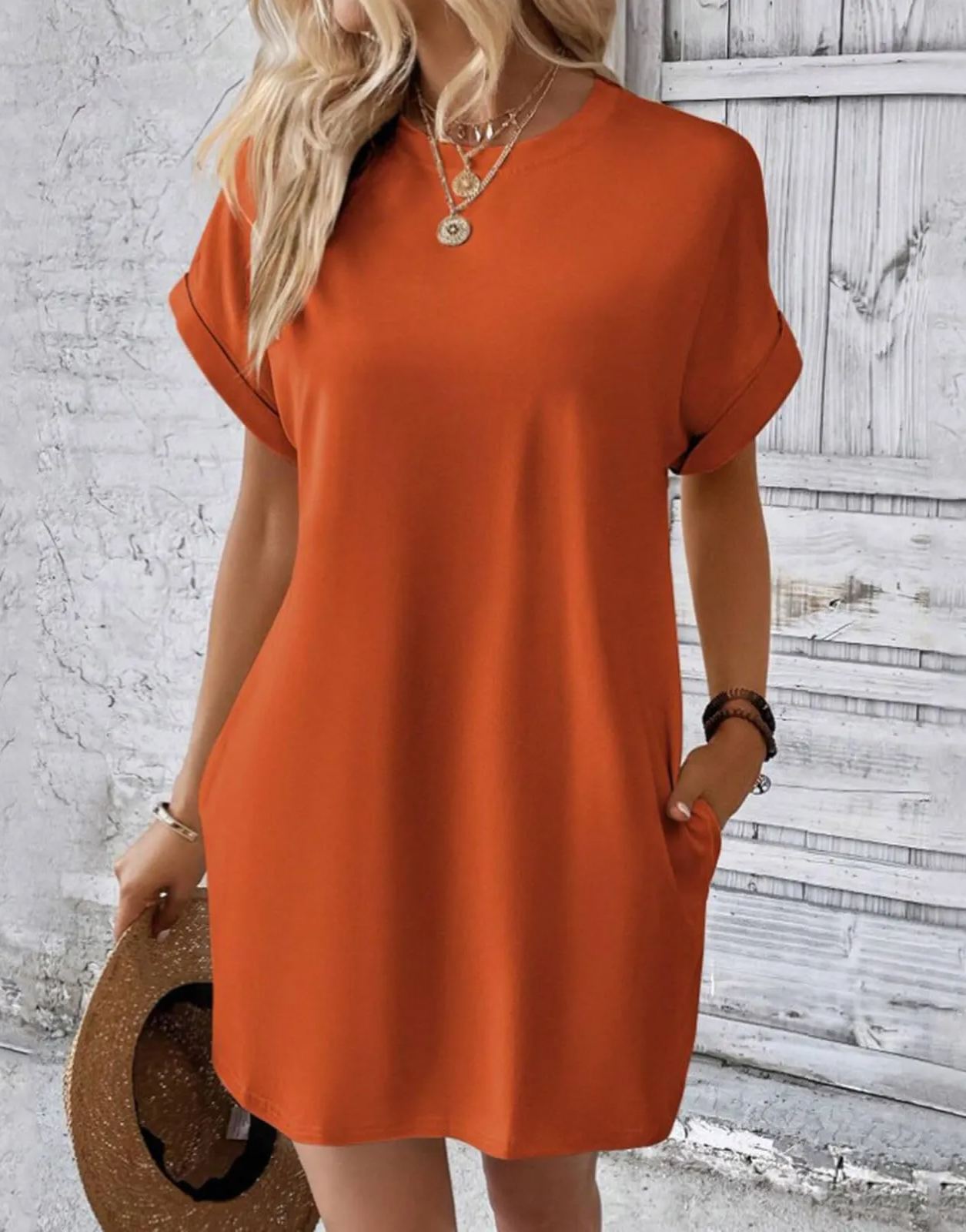 ✨Women's Loose Short Sleeve T-Shirt Dress with Pockets (Buy 2 Free Shipping)