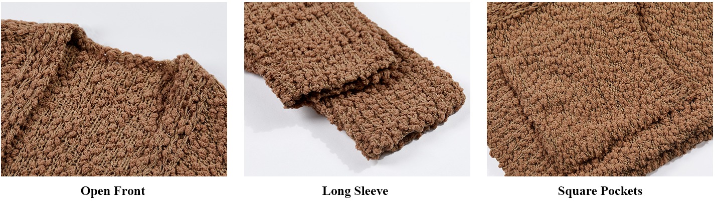 popcorn chunky fuzzy knit cardigan