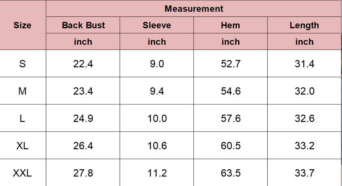 SIZE CHART