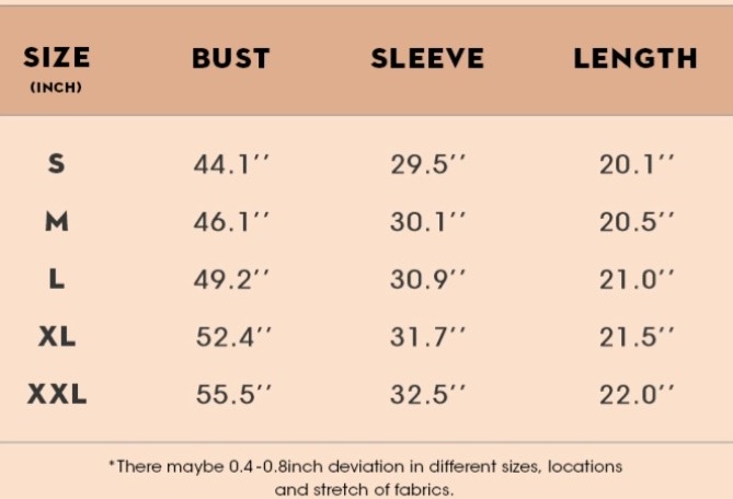 Size chart for Fisoew Fleece Sweatshirts Winter Warm Pullovers Comfy Cropped Tops