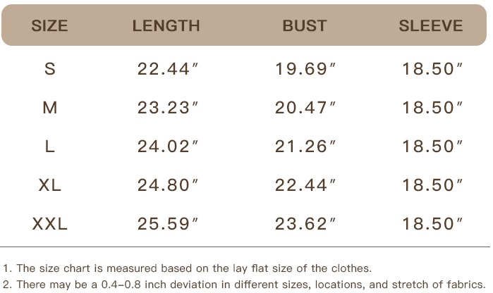 Body Size&Recommended Size