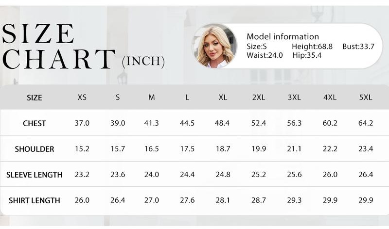 Siliteelon Blouse Casual Soft Lightweight Women's Long Sleeve Breathable All-Season Slim Fit Button Down Shirts Womenswear