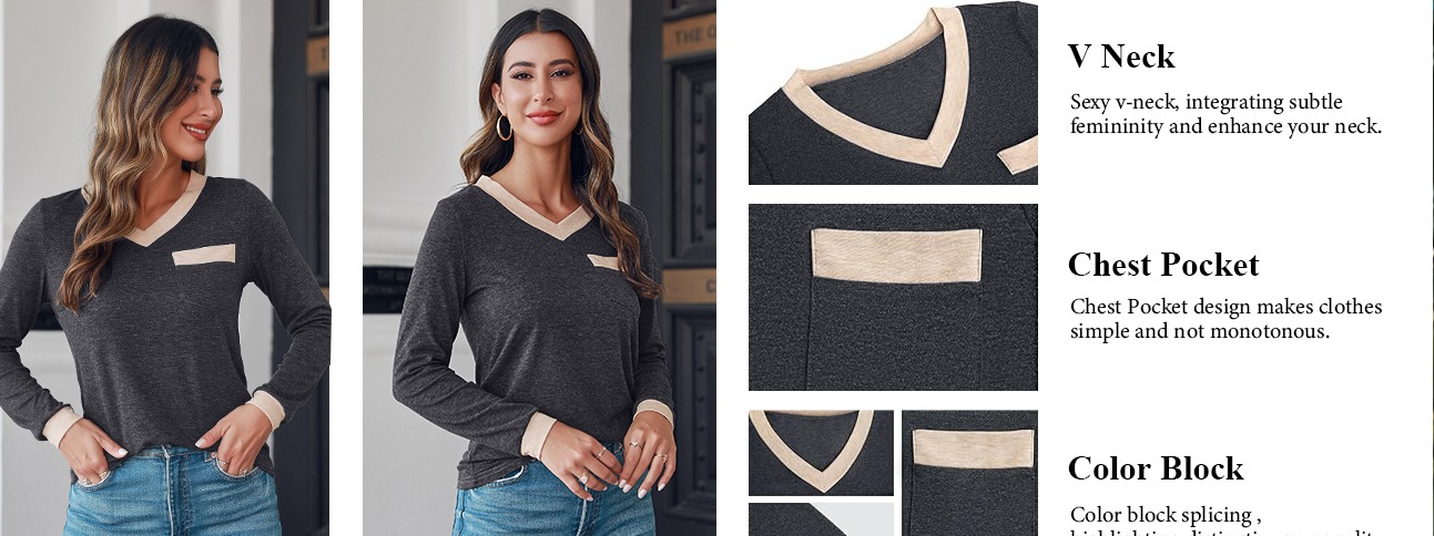 The v neck is simpler, looser and more fashionable, more comfortable to wear.