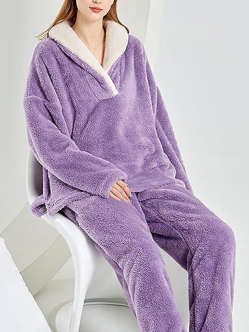 Cozy Cloud-Fleece Lapel Loungewear Two-Piece