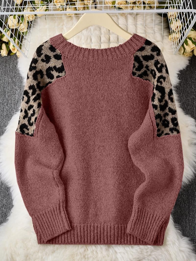 Women's Leopard Print Patchwork Sweater