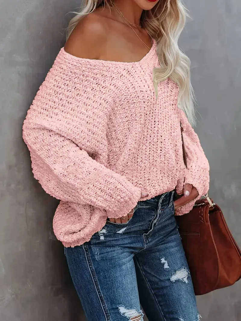 HOT SALE Women's Off-the-Shoulder Sweater Loose Lightweight Pullover Top