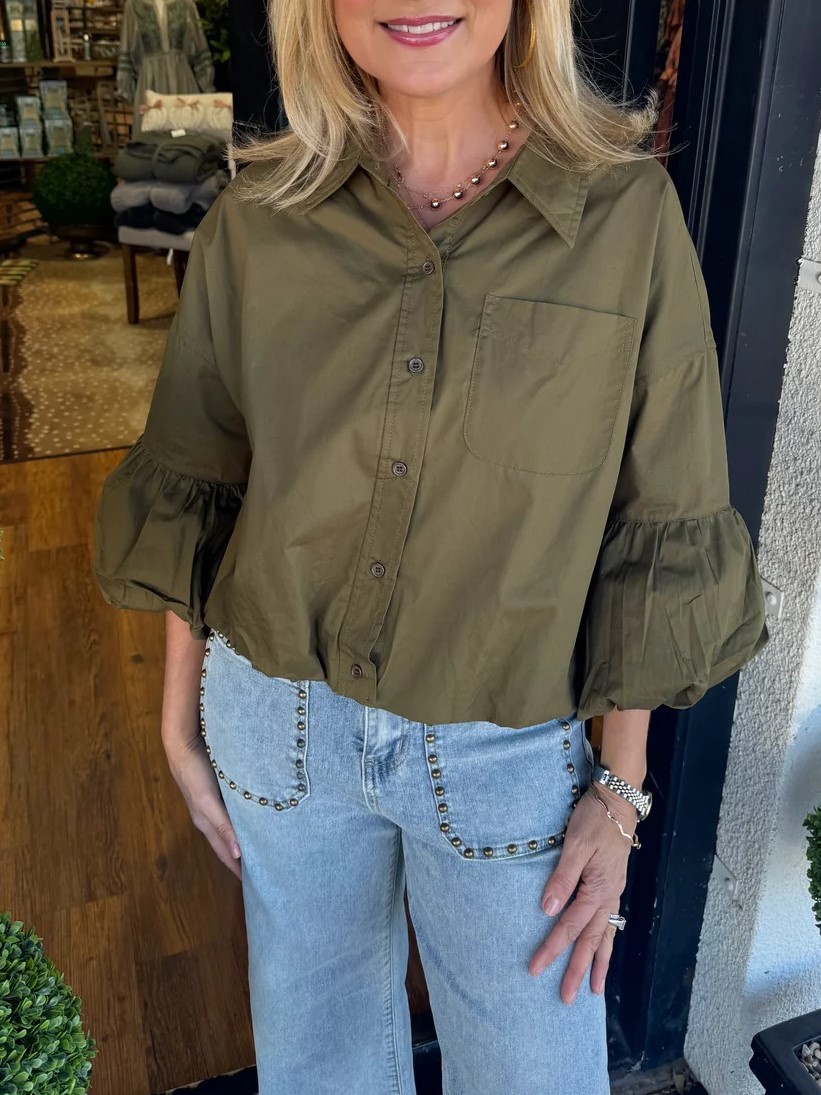 Women's Oversized Puff-Sleeve Shirt (Buy 2 Free Shipping)