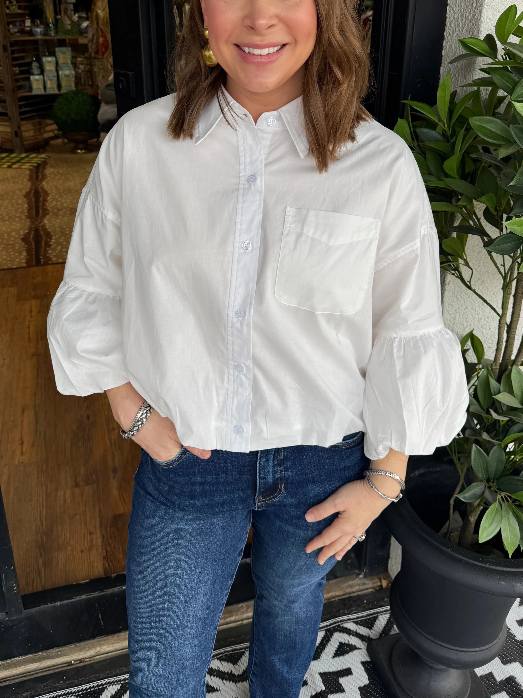 Women's Oversized Puff-Sleeve Shirt (Buy 2 Free Shipping)