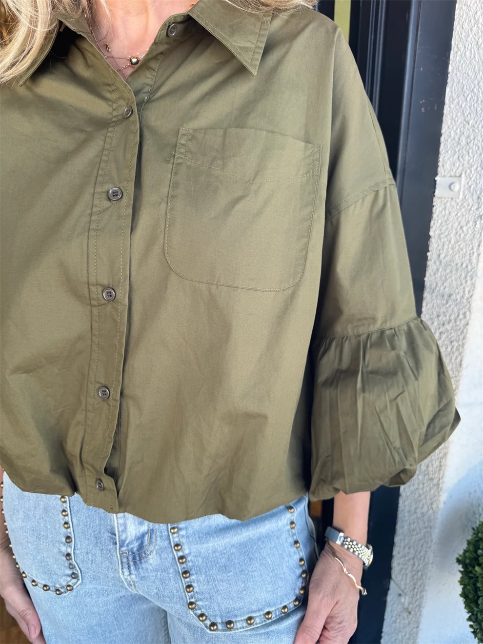 Women's Oversized Puff-Sleeve Shirt (Buy 2 Free Shipping)