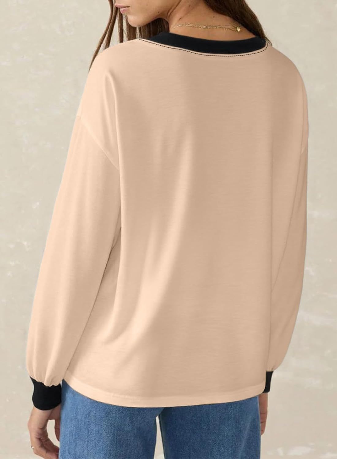 Women's Loose V-Neck Colorblock Sweatshirt（Buy 2 Free Shipping)