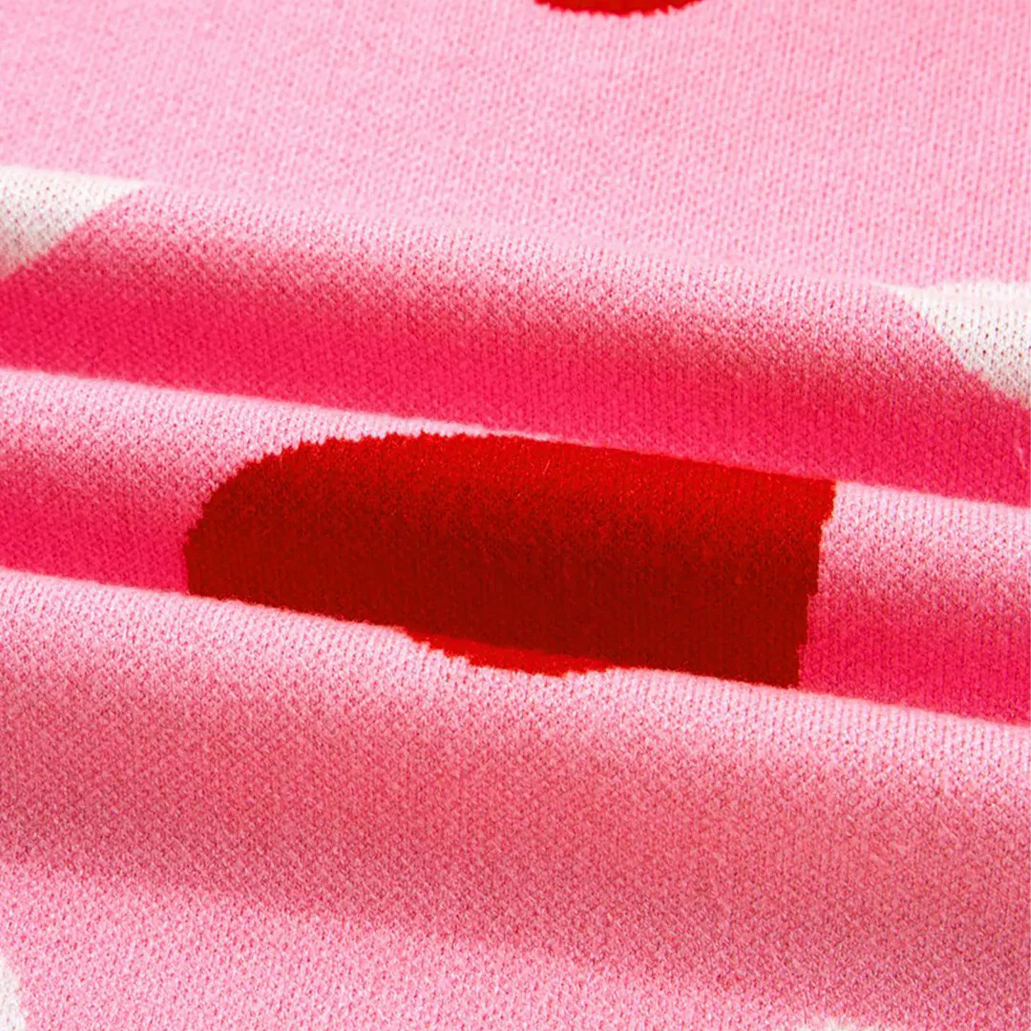 Pearl Embellished Heart Pattern Valentines Day Sweater