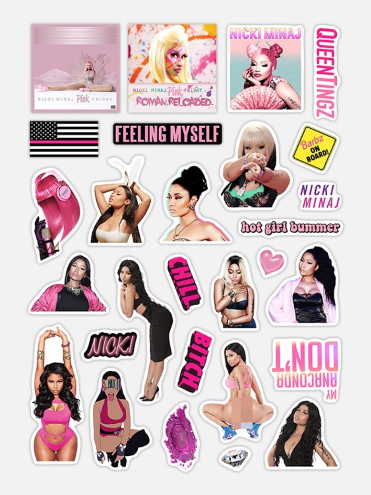 Nicki Minaj Sticker Rap Album Retro Waterproof Decorative Sticker Phone Sticker 