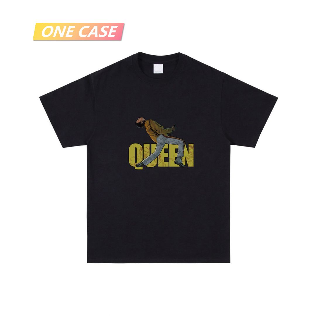 Queen Rock Band Retro Vintage Trendy Black Right Shoulder Short-sleeved T-shirt-ONECASE.STUDIO