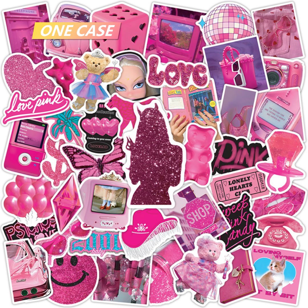 100 Barbie Pink Stickers Sweetheart Decoration Stickers Desktop Laptop Mobile Phone Stickers-ONECASE.STUDIO