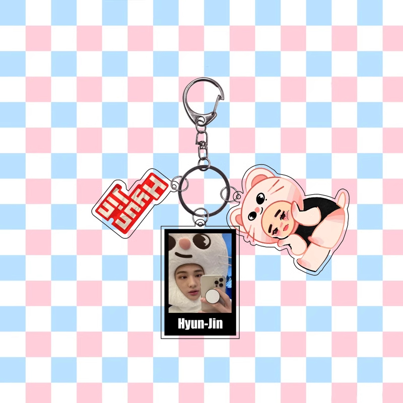 K-pop Stray Kids Pink Keychain Photoshoot Peripheral Kpop