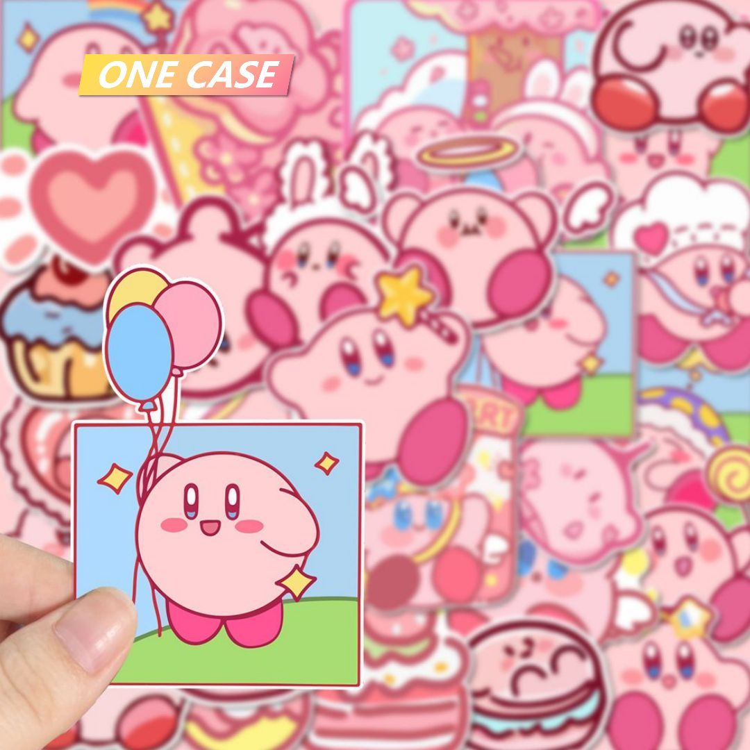 108 Pieces Cute Kirby Sticker Cartoon Phone Case Tablet Water Cup Handbook DIY Sticker Waterproof-ONECASE.STUDIO