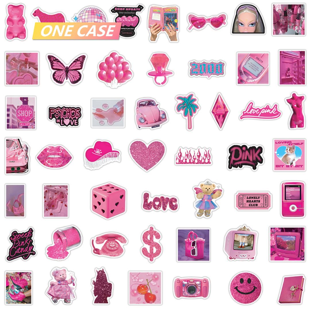 100 Barbie Pink Stickers Sweetheart Decoration Stickers Desktop Laptop Mobile Phone Stickers-ONECASE.STUDIO