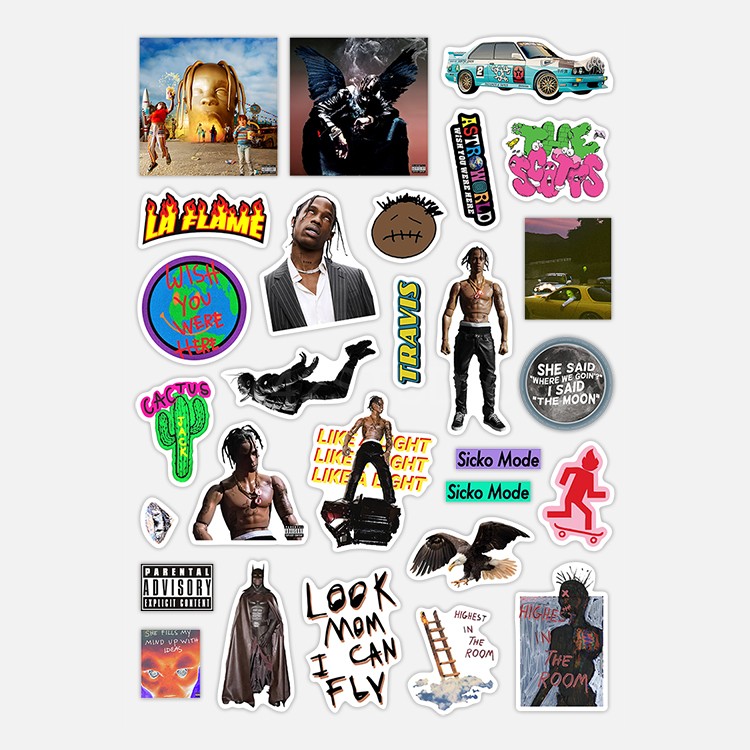 Travis Scott Sticker Rap Album Retro Waterproof Decorative Sticker Phone Sticker 